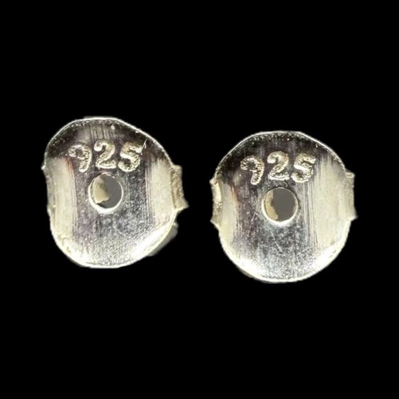 Natural Peruvian Pink Opal Stud Earrings 925 Sterling Silver Handmade Artisan - Picture 5 of 5